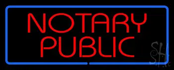 Red Notary Public Blue Border LED Neon Sign