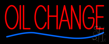 Red Oil Change Blue Line Neon Sign