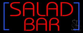 Red Salad Bar with Blue Brackets LED Neon Sign