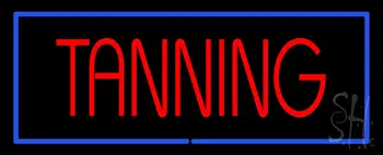 Red Tanning with Blue Border LED Neon Sign
