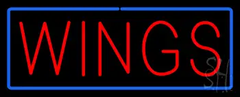 Red Wings with Blue Border Neon Sign