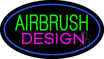 Green Airbrush Design Pink Oval Blue LED Neon Sign