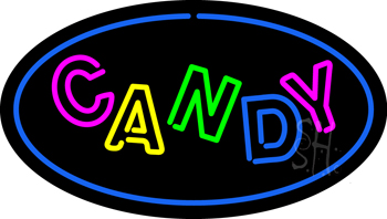 Candy Oval Blue LED Neon Sign