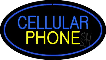 Cellular Phone Oval Blue LED Neon Sign