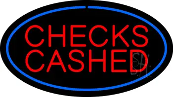 Oval Blue Checks Cashed LED Neon Sign