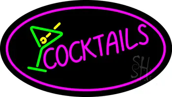 Pink Cocktail with Cocktail Glass LED Neon Sign