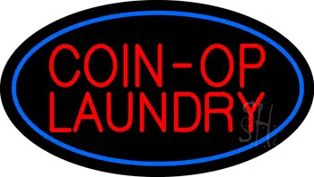 Coin-Op Laundry Oval Blue LED Neon Sign