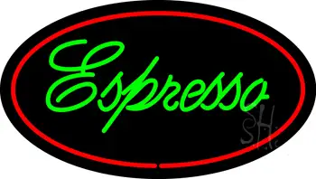 Green Espresso Oval Red LED Neon Sign
