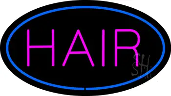 Pink Hair Oval Blue LED Neon Sign