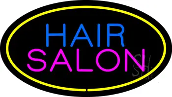 Hair Salon Oval Yellow LED Neon Sign