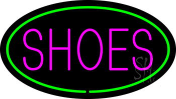 Shoes Oval Green LED Neon Sign