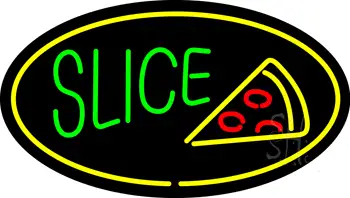 Green Slice Logo Oval Yellow LED Neon Sign