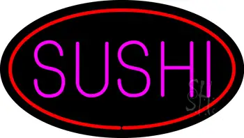 Pink Sushi Oval Red LED Neon Sign