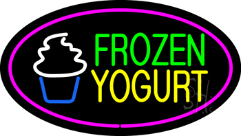 Frozen Yogurt Oval Pink LED Neon Sign