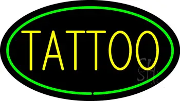 Tattoo Oval Green LED Neon Sign