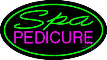 Spa Pedicure Oval Green LED Neon Sign