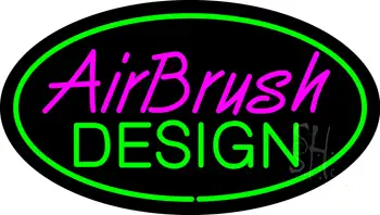 Airbrush Design Oval Green LED Neon Sign