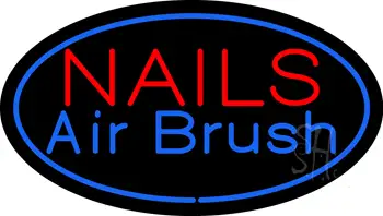 Nails Airbrush Oval Blue LED Neon Sign