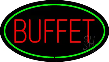 Buffet Oval Green LED Neon Sign