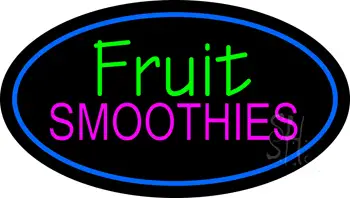 Fruit Smoothies Oval Blue LED Neon Sign