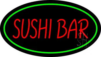Sushi Bar Oval Green LED Neon Sign