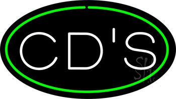 CDs Oval Green LED Neon Sign