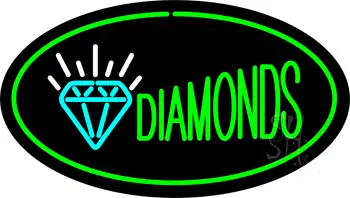 Diamonds Logo Green Oval LED Neon Sign