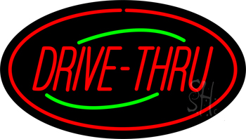 Drive-Thru Oval Red LED Neon Sign