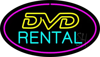 DVD Rental Purple Oval LED Neon Sign