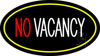 No Vacancy Oval Yellow LED Neon Sign