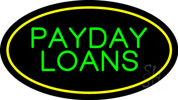 Green Payday Loans Animated Yellow Oval LED Neon Sign