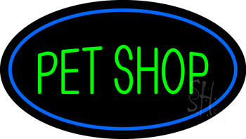 Pet Shop Oval Blue LED Neon Sign