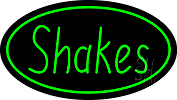 Shakes Oval Green LED Neon Sign