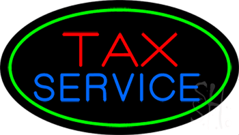 Oval Tax Service Green Border Animated LED Neon Sign