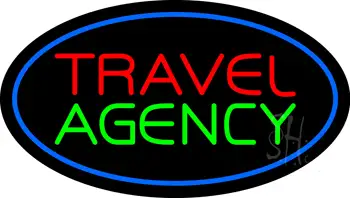 Travel Agency Blue Oval LED Neon Sign
