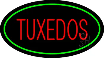 Tuxedos Red Oval Green LED Neon Sign