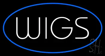 Wigs Oval Blue LED Neon Sign