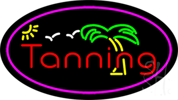 Oval Tanning with Palm Tree LED Neon Sign