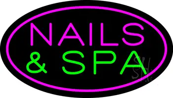 Pink Nails and Spa Oval Pink Border LED Neon Sign
