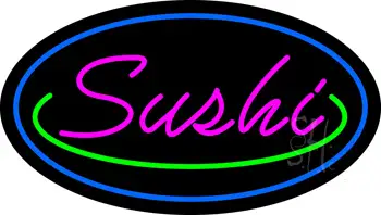 Pink Sushi with Blue Border LED Neon Sign