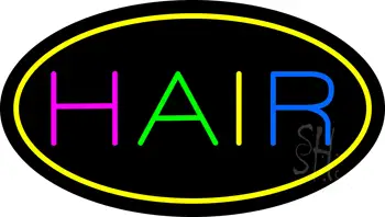Multicolored Hair Oval Yellow LED Neon Sign