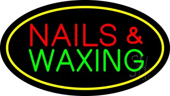 Nails and Waxing Oval Yellow LED Neon Sign