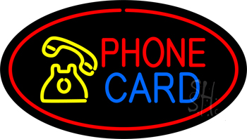 Phone Card Oval Red LED Neon Sign