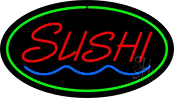 Sushi Oval Green LED Neon Sign