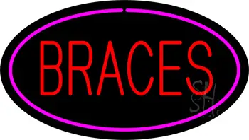 Braces Oval Pink LED Neon Sign