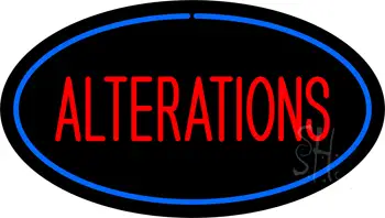 Oval Red Alteration Blue Border LED Neon Sign