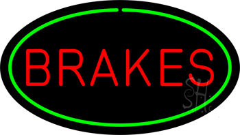 Brakes Green Oval LED Neon Sign