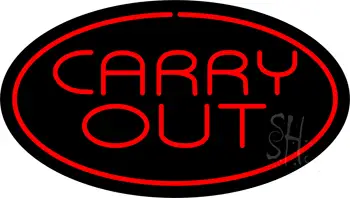 Carry Out Oval Red LED Neon Sign