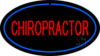 Red Chiropractor Oval Blue LED Neon Sign