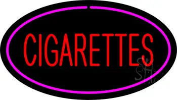 Red Cigarettes Pink Oval LED Neon Sign